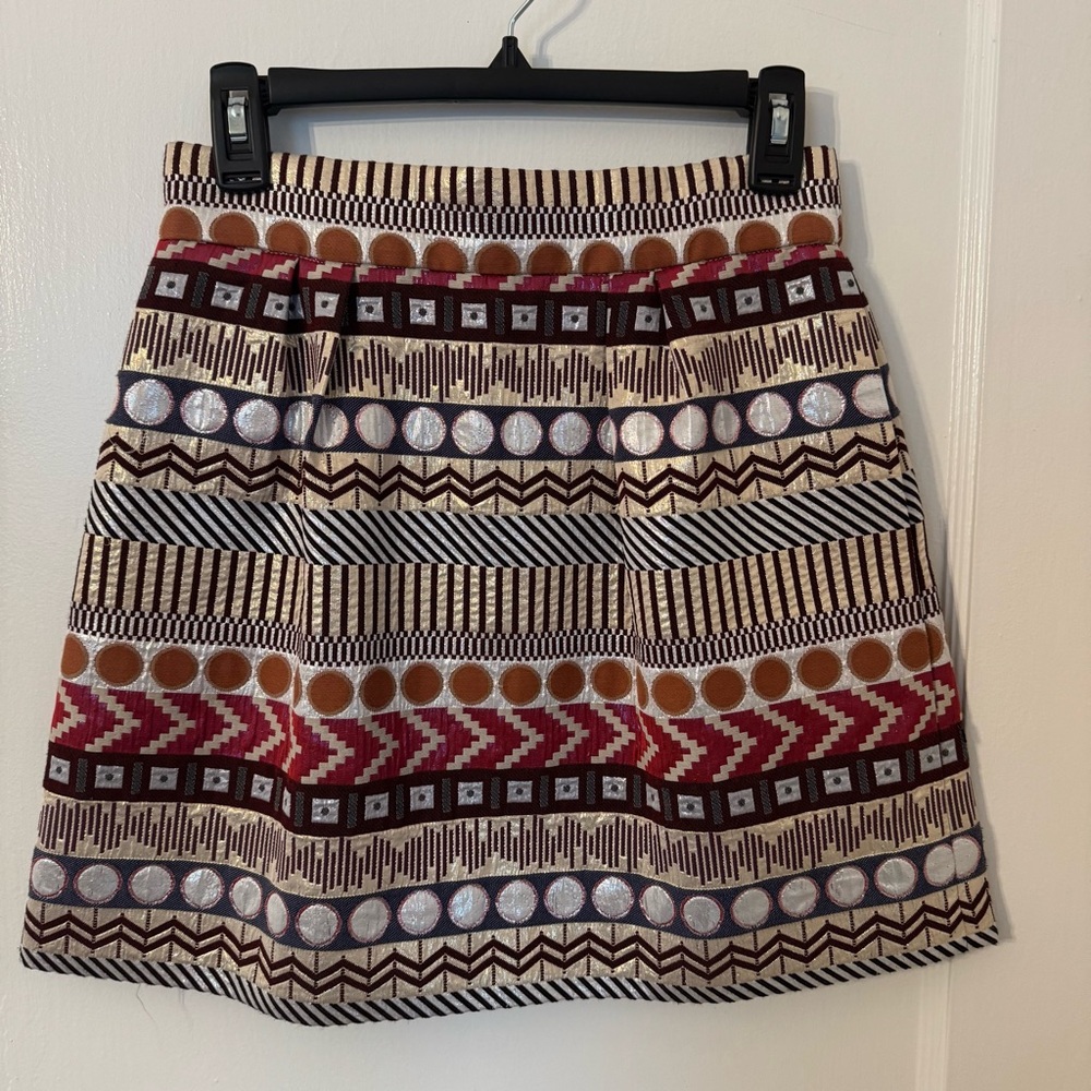 Anthropologie Nomad Morgan Carpenter Metallic Geo Embellished A-Line Mini Skirt